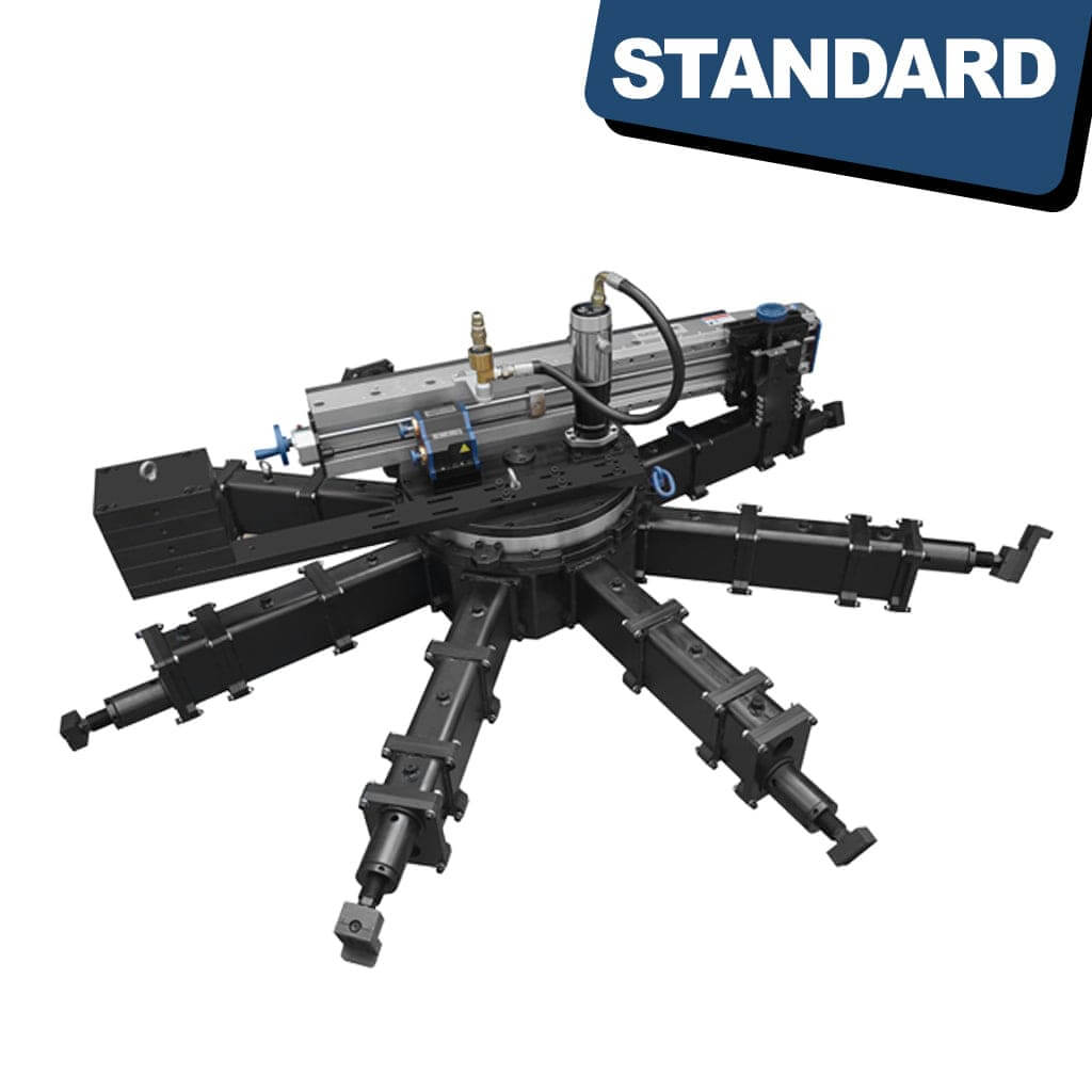 The STANDARD OFF-762-2286P Portable Flange Facers, a compact machining device designed for flanges. This portable unit comes with control knobs, a cutting tool, and a display panel.