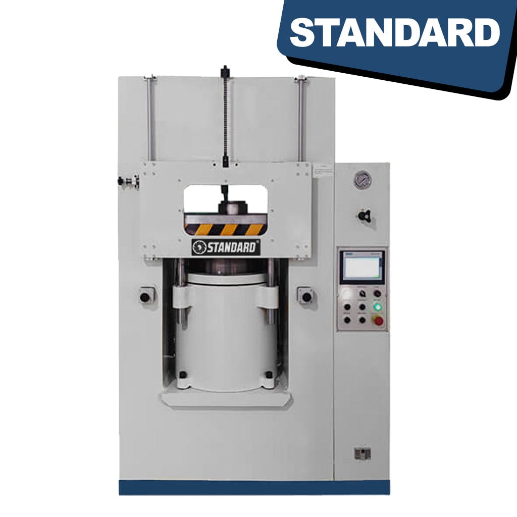 mage of a STANDARD H4M-300 4-post Hydraulic Minting Press, a large industrial machine used for minting coins. The press features four sturdy posts and hydraulic mechanisms for precise and powerful coin production, available from STANDARD and Standard Direct.