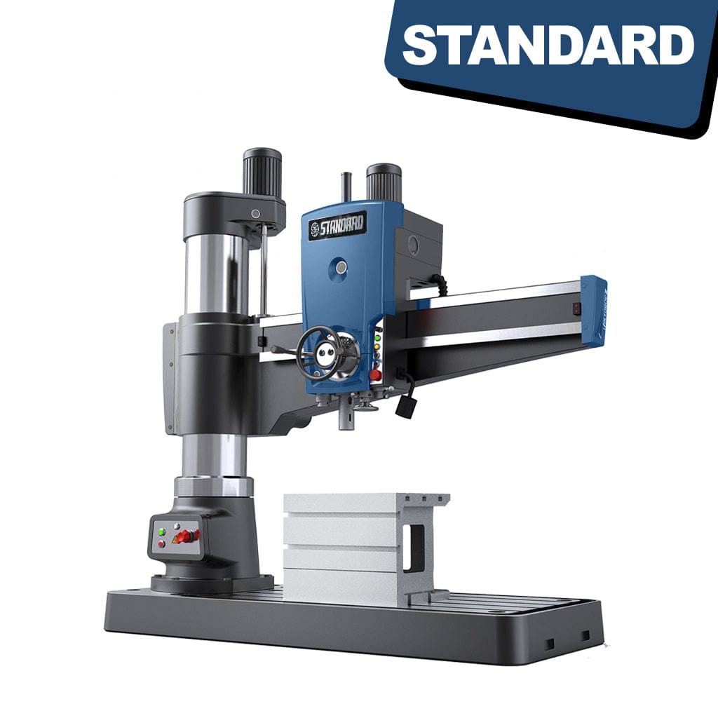 STANDARD RD-125x4000 Extra Heavy Duty Radial Drill, with a Ø100mm drilling capacity, available from STANDARD and Standard Direct.