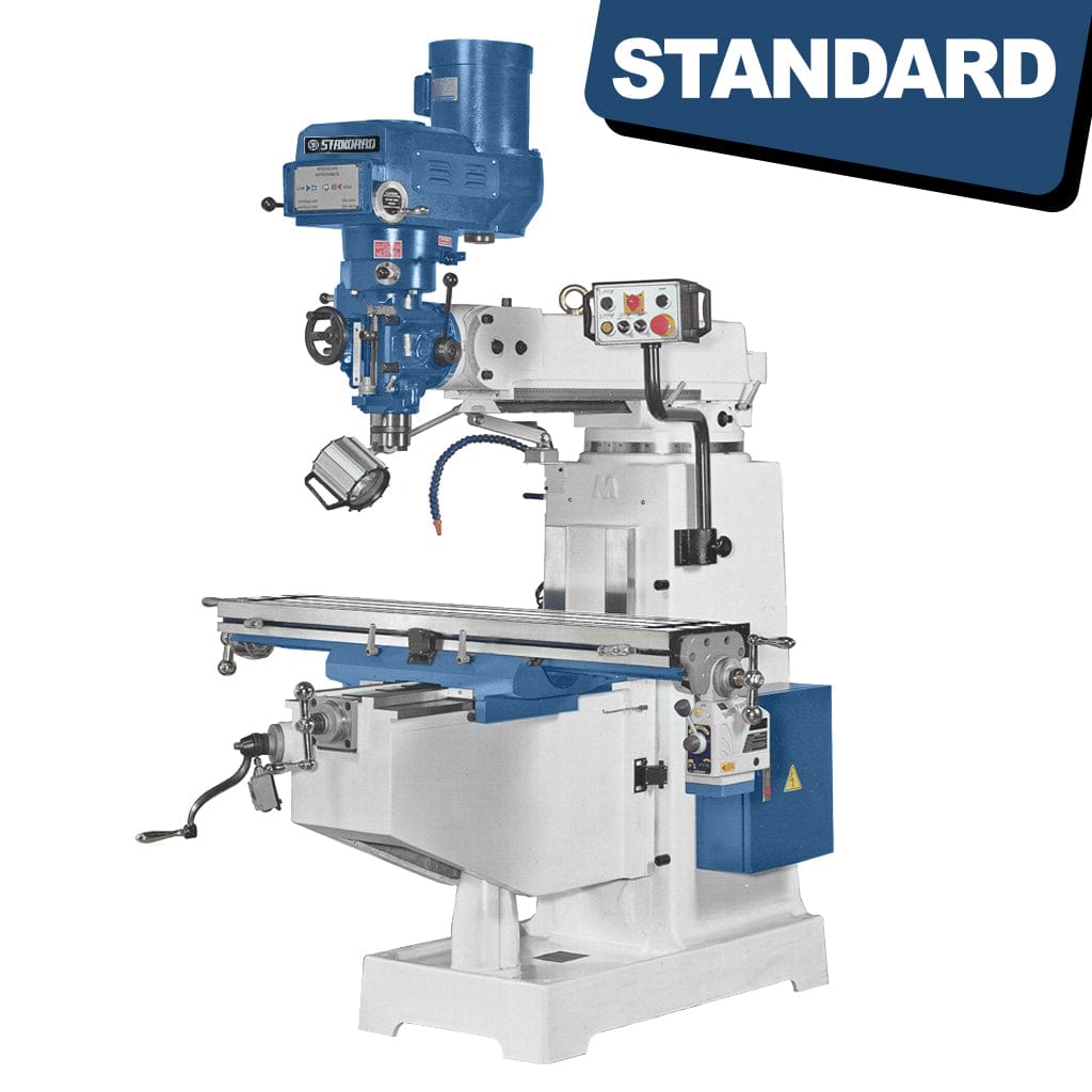 Standard M-5V Turret milling machine, 5hp motor with ISO40 Spindle taper, Proven Quality, Affordable ISO40 spindle turret mill, available from STANDARD and Standard Direct.