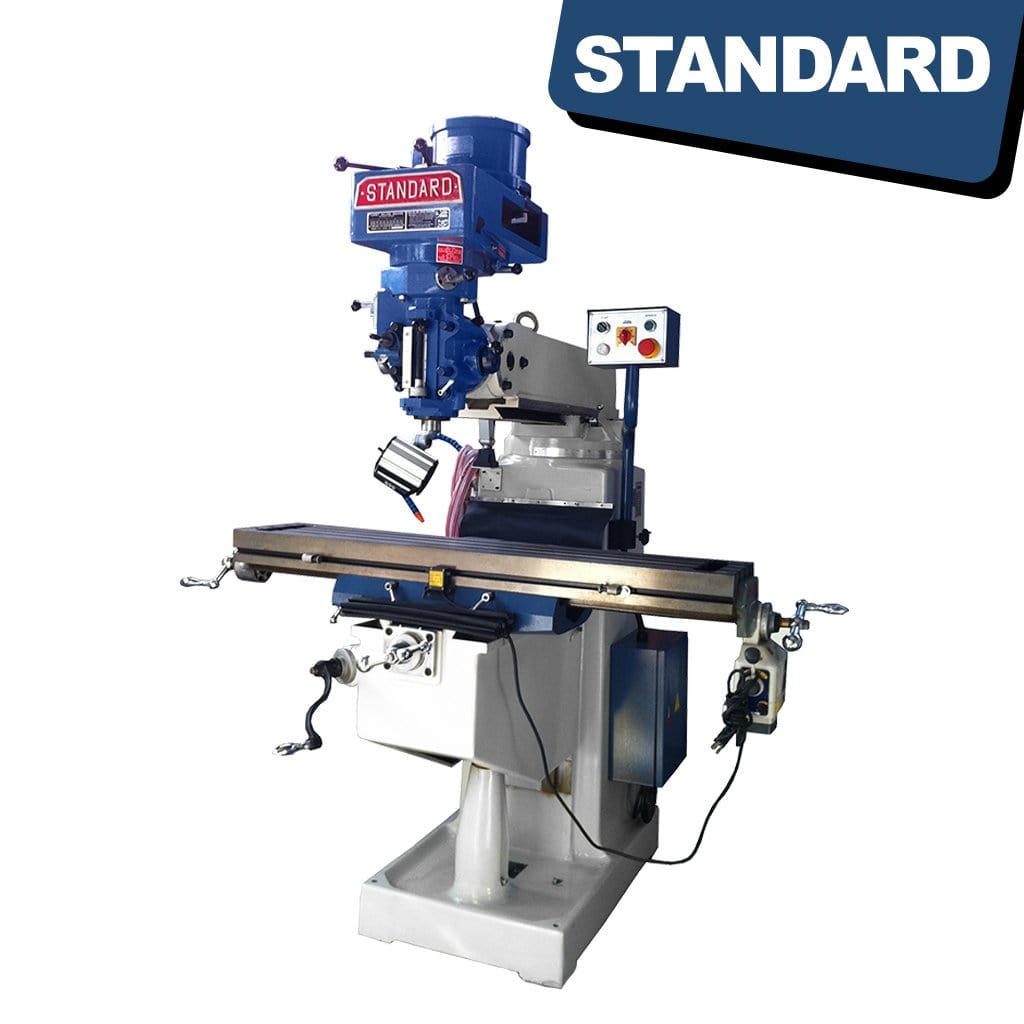 Standard M-3M Turret milling machine with Step pulley head and 3 milling machine axis, available from STANDARD and Standard Direct