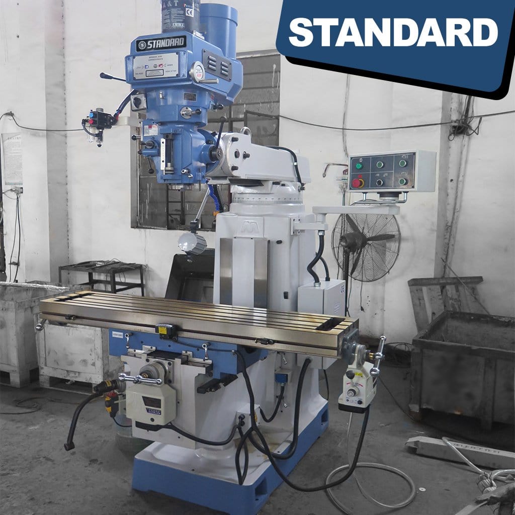 Standard M-5V Turret milling machine, 5hp motor with ISO40 Spindle taper, Proven Quality, Affordable ISO40 spindle turret mill, available from STANDARD and Standard Direct.