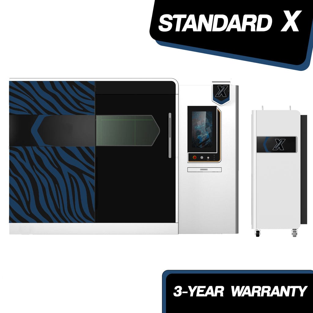 STANDARD-X LZE-1500x3000 Enclosed Fiber Laser Cutter with Exchange Table - Front View