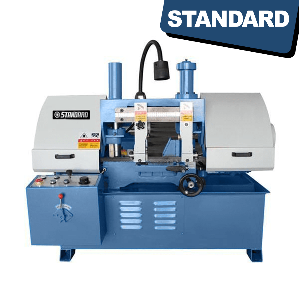 STANDARD BC-280 Semi-Auto Bandsaw - A machine with a metal frame, a large circular saw blade, and control panel.
