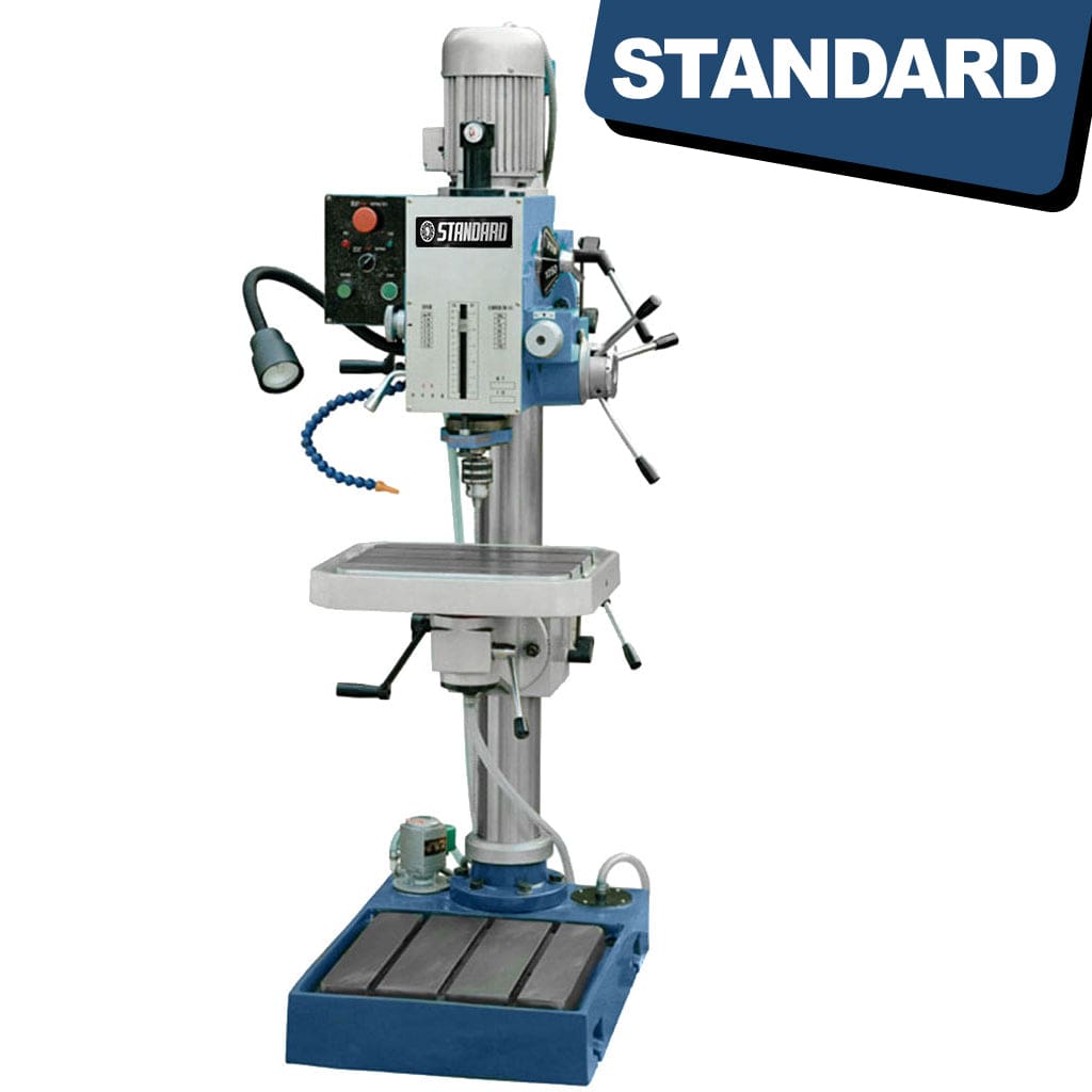STANDARD DG-35F Gearbox Head Pedestal drilling machine tool with Quill Feed, available from STANDARD and Standard Direct.